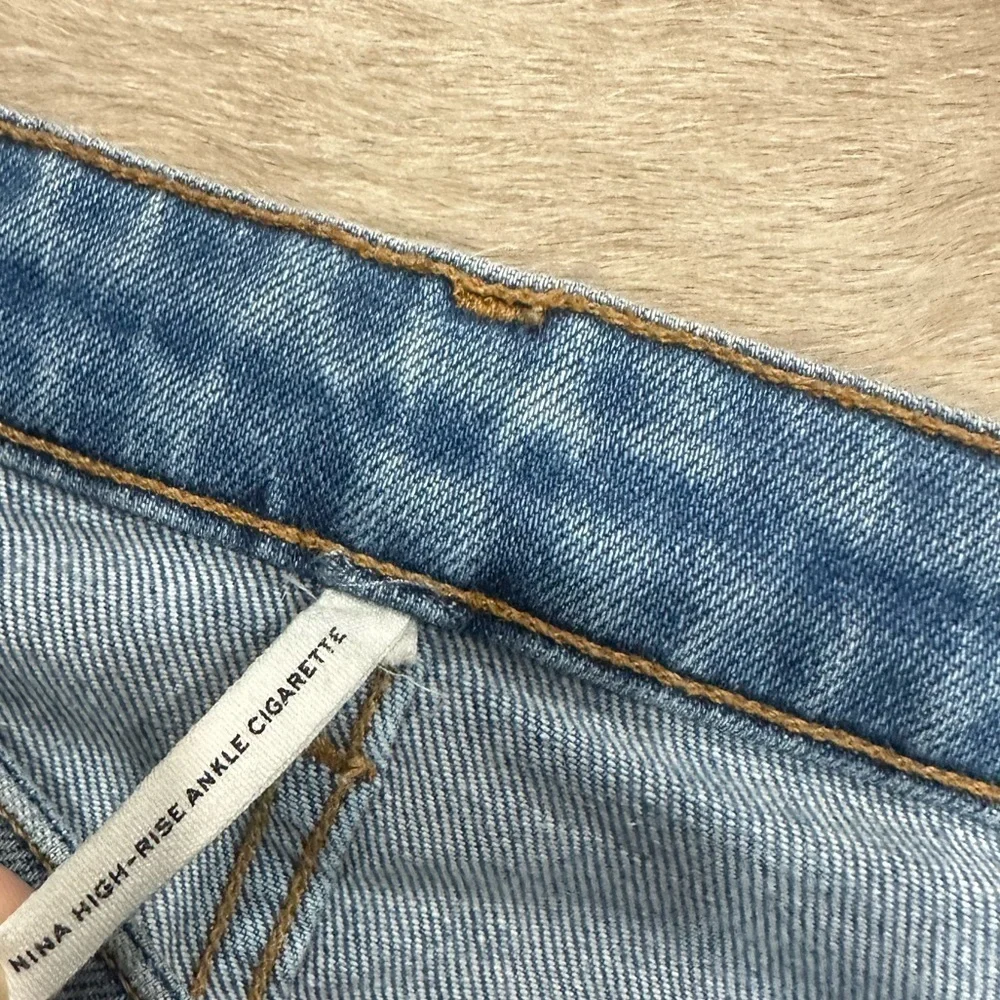 Rag & Bone Nina High Rise Ankle Cigarette Jeans Sz 28 Knee Rip Distress